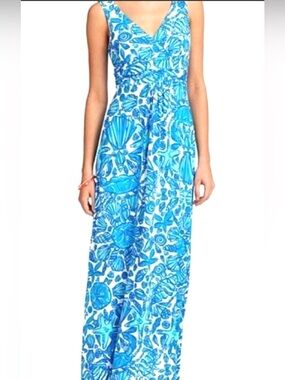 charlese eyelet halter maxi dress Lilly Pulitzer Women's Charlese Halter Ma, Sand Bar Mermaid Tail Metallic Eyelet at Amazon Women's Clothing store